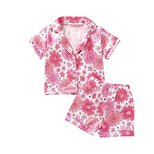Toddler Girl Cute Long Sleeve Button Down Pajamas Set Lounge Set Sleepwear Nightwear