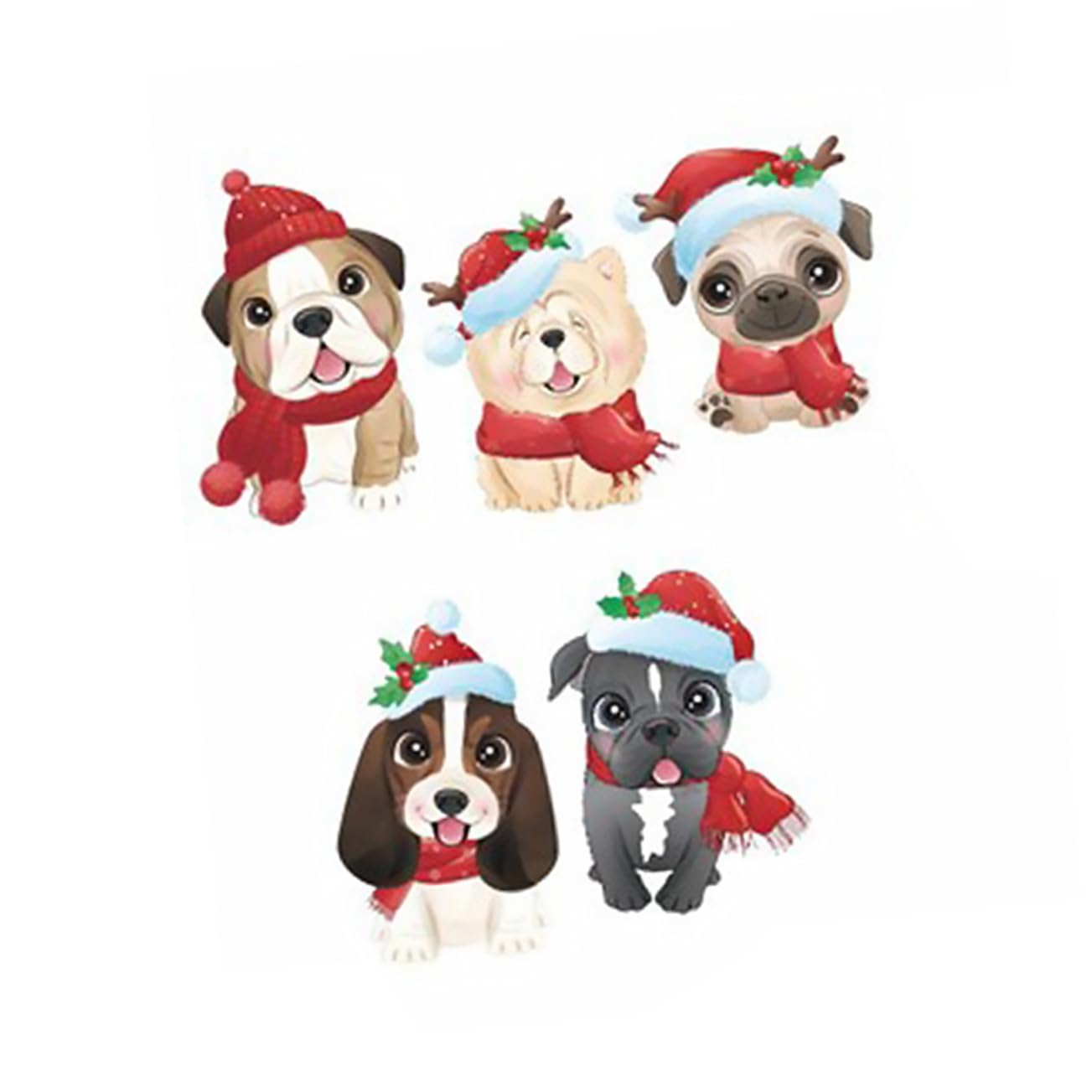 ULTECHNOVO 5 Hojas Pegatinas navideñas para ventanas muro etiqueta de la pared de mascotas dibujos animados christmas pegatina de Navidad etiqueta engomada de cristal de polivinilo