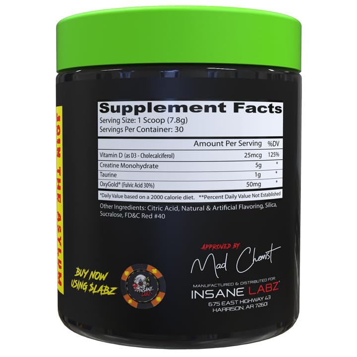 Image of Insane Labz Creatine Craig - Flavored Creatine Monohydrate Supplement for Muscle Gain, Strength and Performance with Vitamin D, Taurine and OxyGold (30 Servings (Pack of 1), Fruit Punch)