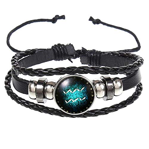 Bracelet couple en cuir rétro idée cadeau constellation Verseau