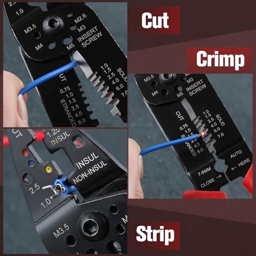 SPEEDWOX 8.5" Wire Stripper Wire Cutter Wire Crimper Cable Stripper Screws Shearing Wire Crimping Tool for 1-1.25Mm 7-8Mm Insulated and Non-Insulated Terminals and Connectors and Ignition Terminals - Image 2