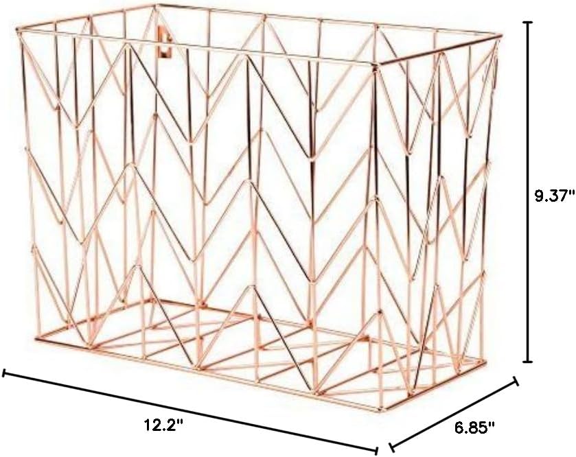 U Brands Hanging File Desk Organizer and Pencil Cup, Copper/Rose Gold