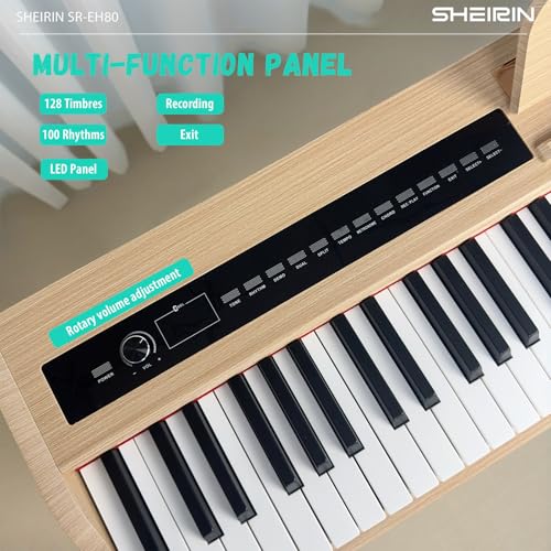 Sheirin Digital Piano Fully Weighted Keyboard 88 Keys Upright Acoustic Hammer Action Electric Stand Pedal Beginners Instrument SR-EH80