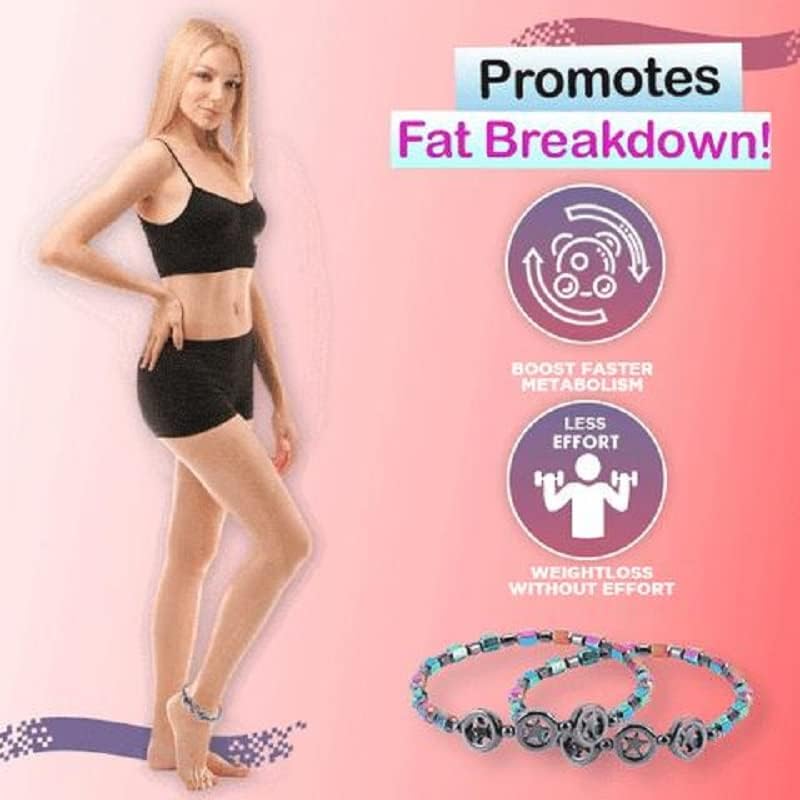 Miniatura 3 de Tobillera magnética delgada de hematita, tobillera delgada con terapia de hematita, ajuste de hematita, tobillera de obsidiana negra antihinchazón