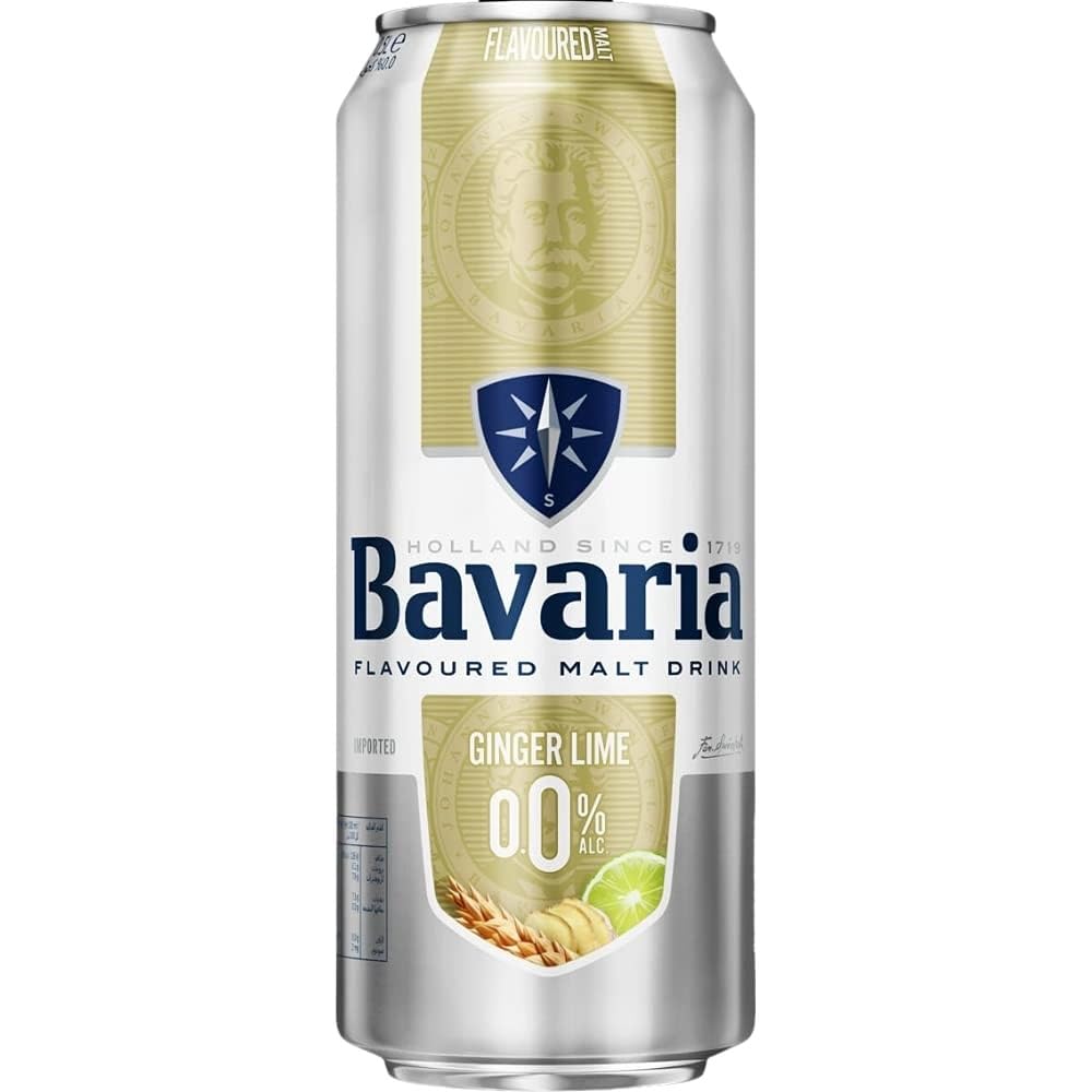 Bavaria Non-Alcoholic Malt Beverage Beer - 0.0% Alcohol - 500ml Can (Ginger Lime)