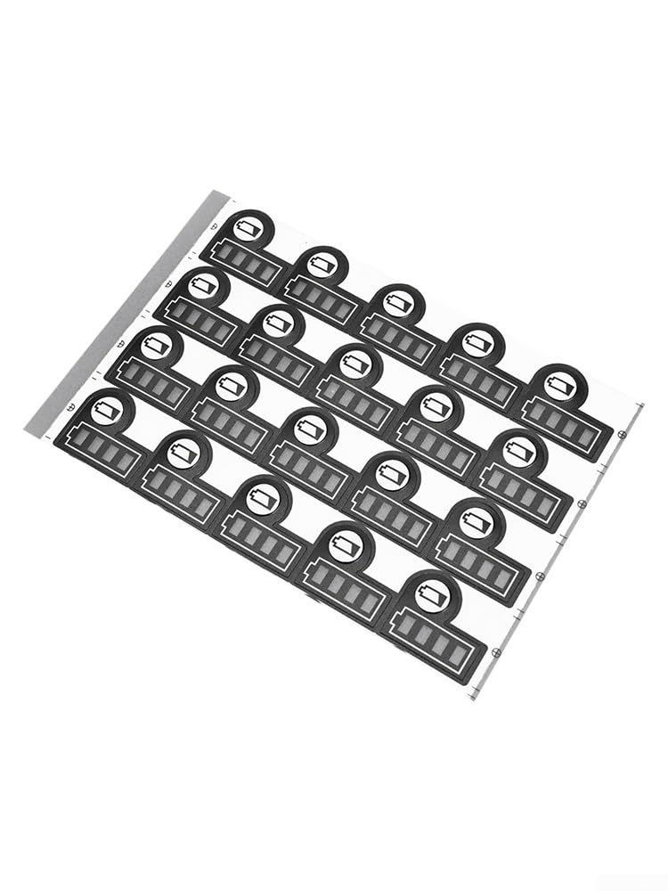 20 Stück Akku-Kapazitäts-Schlüssel-Aufkleber für BL1830 BL1430 18 V 14,4 V Lithium-Batterie-Ersatz – schwarze Papieretiketten 22 x 19 mm