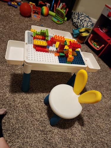 مجموعة مكعبات بناء للاطفال مكونة من 186 قطعة كراسي طاولة متعددة الوظائف تتضمن كرسي واحد مع 4 صناديق تخزين العاب الاستخدامات لعمر 3 12 سنة بلاستيك