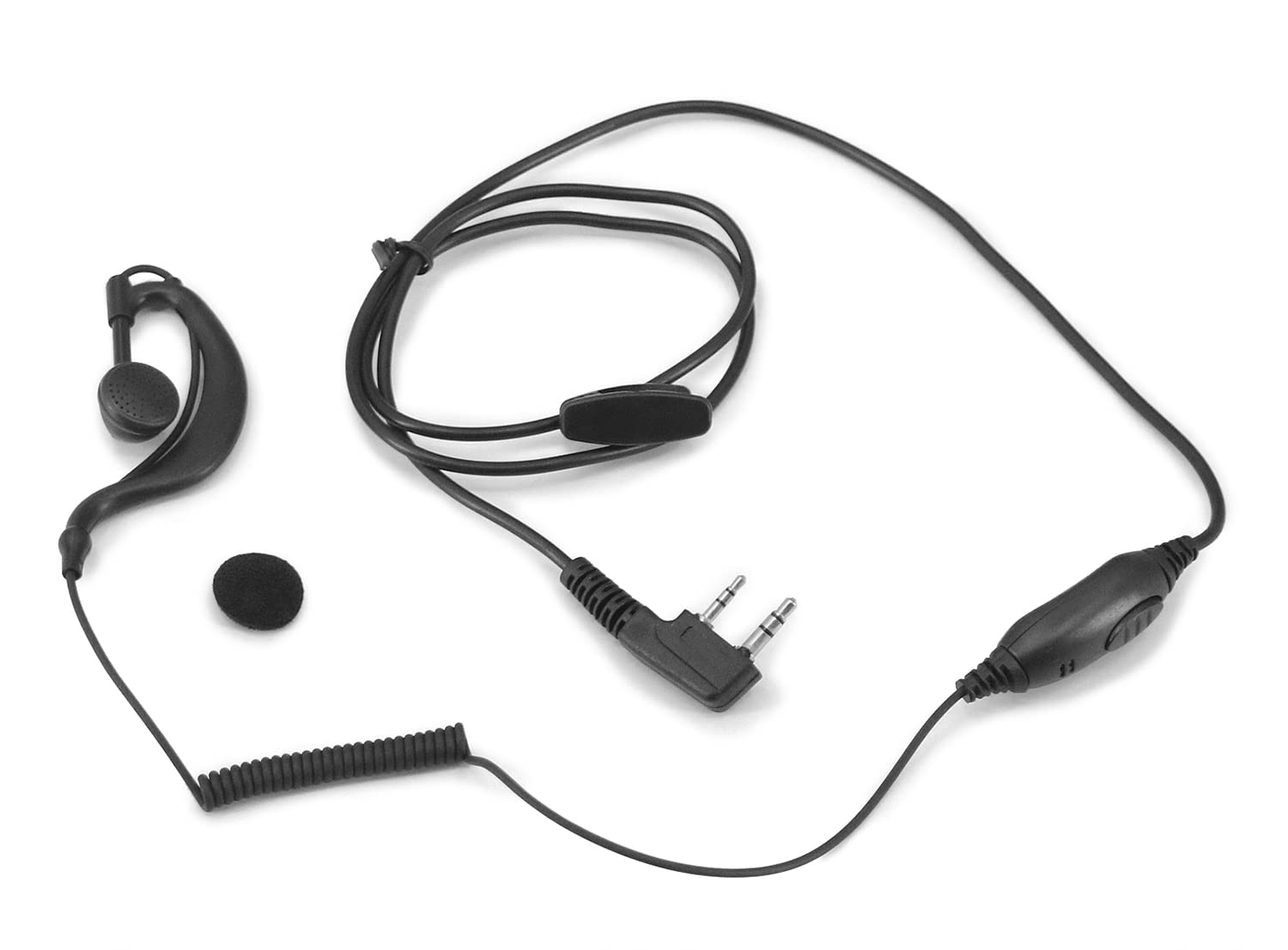 SUNDELYEarpiece Headset for Wouxun Radio KG-UV9D KG-UV3D KG-UVD1P KG-UV6D KG-UVA1 GU-16 KG-619 KG-703 KG-3188 2-pin Walkie Talkie with PTT Microphone G-shape Ear Clip Hook Hanger Coiled Cable