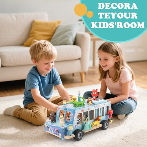 Image of Ocean Theme Car for Tonies Box Shelf Storage for Toniebox 1 /2 Player Tonies Figures Characters for Children with 35Pcs DIY Adhesive Metal Plate & 3 Ocean Animal Stickers, Rolling Display & Storage