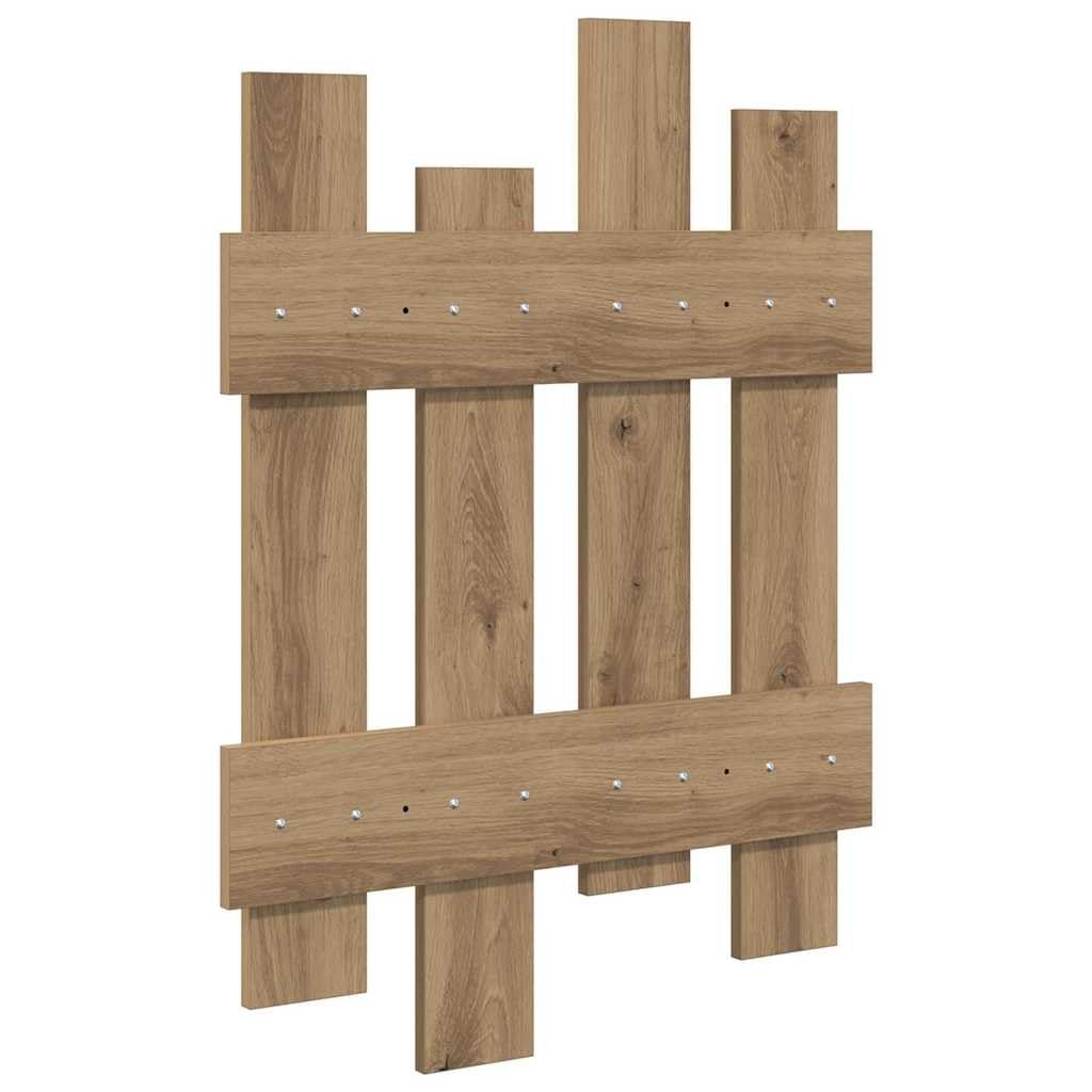 Wandmontiertes Garderobenregal Artisan Eiche Holzwerkstoff 60 x 3 x 82 cm, Haken Wandhalterung für Flur Büro, platzsparende Aufbewahrung für Mäntel Taschen Accessoires