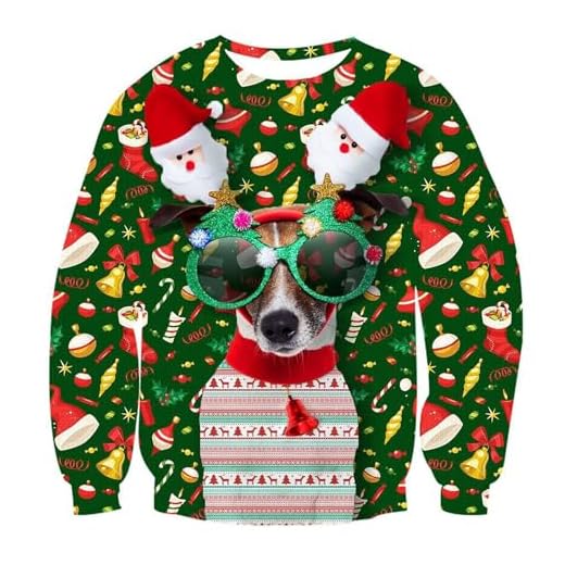 JIANROU Pull De Noël Moche Drôle Homme Sweats Manches Longues Pull Noel Homme Pas Cher Automne Hiver Sweat Homme Col Rond Chaud Sweat Épais Homme Pulls Noël