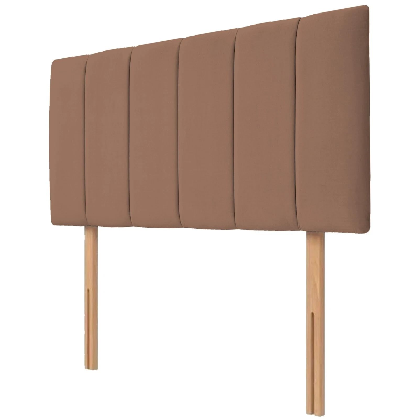 NK Velvet Upholstered Headboard for Divan Beds – 20-Inch Lined, Extra Padded Plush Headboard with Struts – Luxury Bedroom Furniture (Brown, 5ft King)