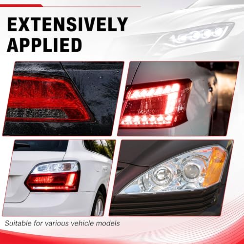 Image of Patelai 2 Rolls 13.12 ft X 3.74 Inches Self Adhesive Repair Light Tape Auto Tail Light Fog Lights Headlight Lens Tint Tape (Red, Clear)