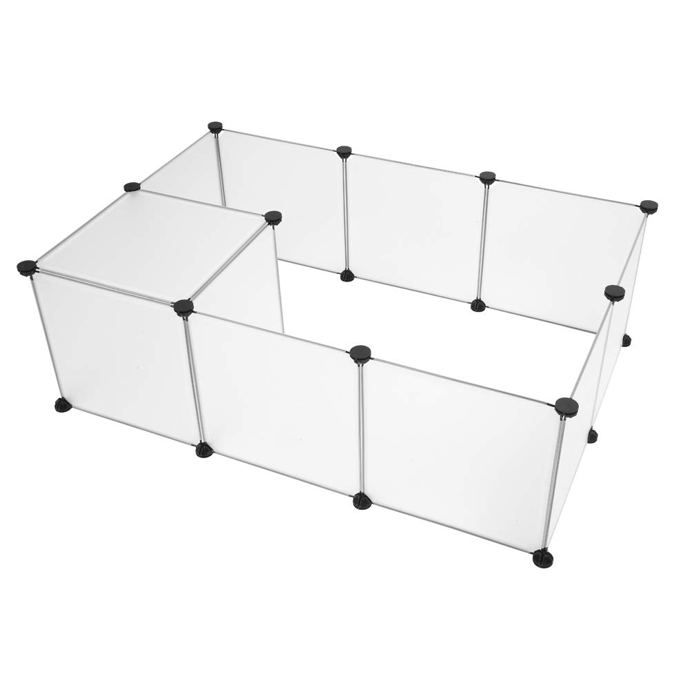 Parc Enclos, DIY Porte Petit Animal Pet Fence en Plastique, Cage, Clôture, Intérieur, Modulable, pour Cochon d’Inde, Lapin, Hérisson, Petits Animaux, 12PCS, Blanc