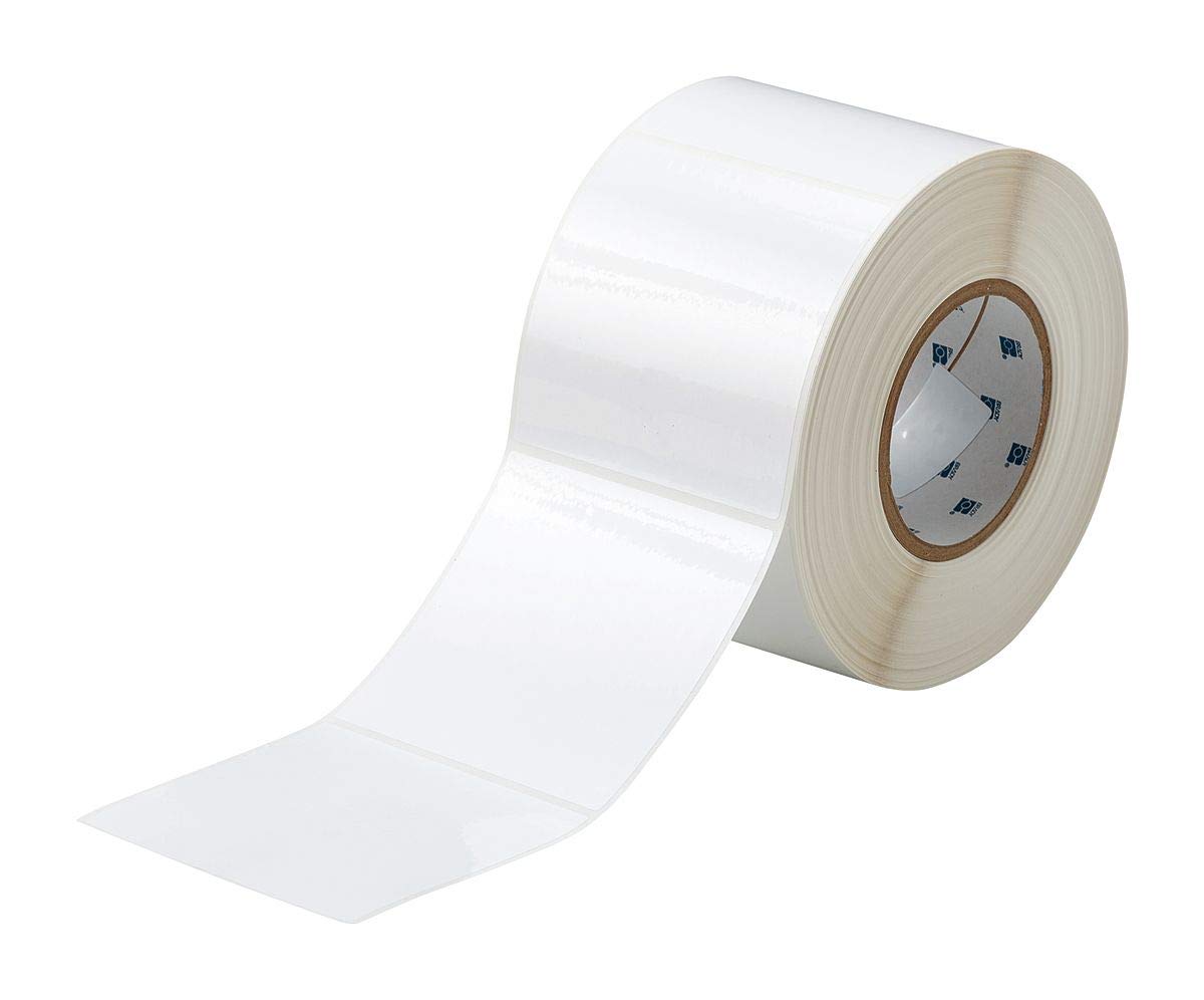 Brady THT-161-423-1 4" Width x 4" Height, B-423 Permanent Polyester, Gloss Finish White BradyBondz Thermal Transfer Printer Label (1000 per Roll)