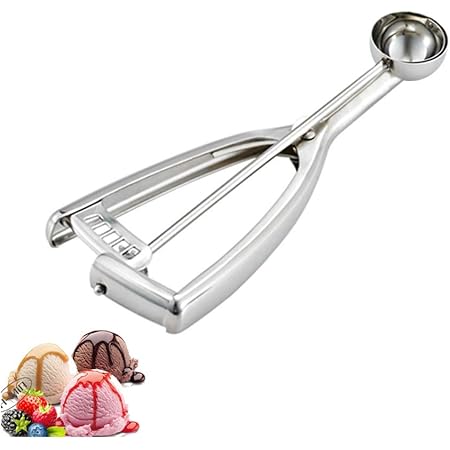 Mini Cookie Scoop, 2/3 Tbsp/ 0.4 OZ, 1.18 inch/ 30 MM Ball, 18/8 Stainless Steel Mini Ice Cream Scoop, Secondary Polishing