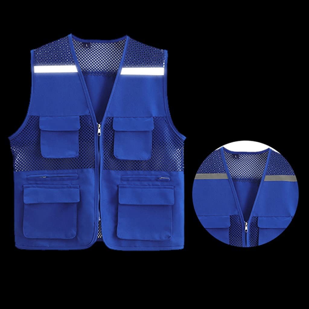 Gilet Riflettente ad Alta visibilità, Gilet di Sicurezza, Gilet Riflettente in Rete ad Alta visibilità con Tasche e Cerniera, Giacca Riflettente di Sicurezza (Rosso L)