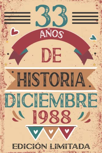 33 Años De Historia Diciembre 1988: 33 años. Libro de visitas, cuaderno, 110 páginas de felicitaciones, idea de regalo, regalo Para la esposa, novia, mujer, La madre