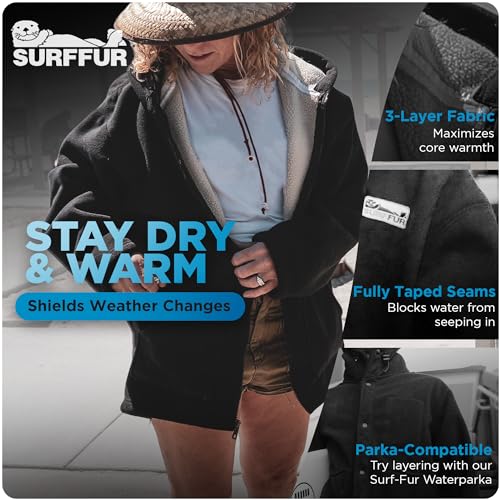 Full Zip Surfcheck Fleece Hoodie - Black - Men's & Women's - Heavy Waterproof Windproof Sweatshirt Zipper Jacket3