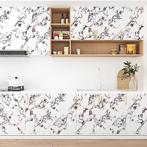 Papel tapiz de mármol blanco autoadhesivo para cocina y baño 5