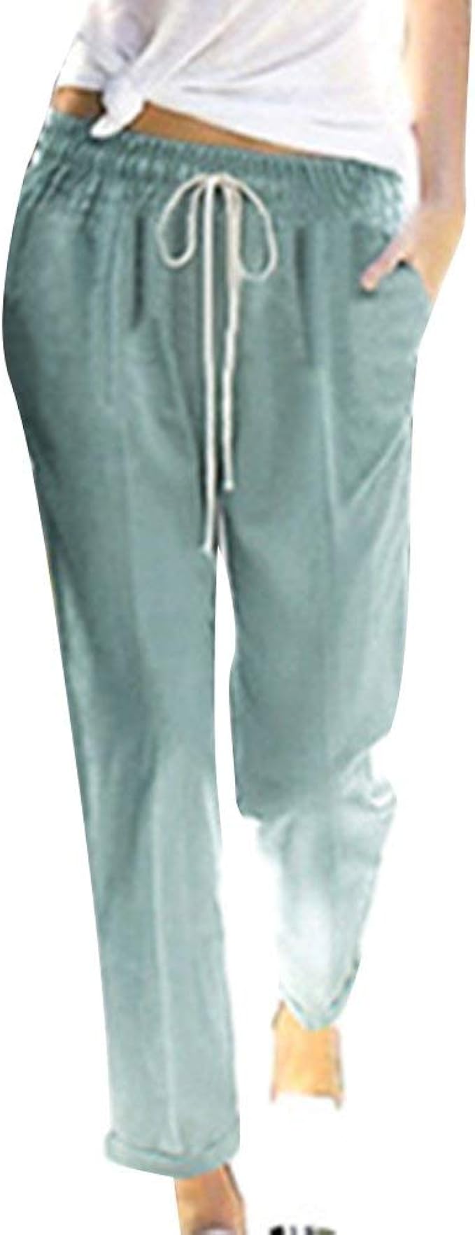 Damen Sommerhose Aus Baumwolle-Leinen - Bequeme Strandhose Mit Weitem Bein