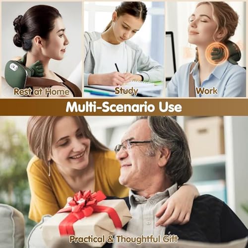 Image of Bionic Heated Neck Massager with 4D Kneading Massage Heads | Wireless, Portable Electric, Deep Tissue, Neck and Shoulder Massager, Adjustable Strap for Back Muscle Relaxation