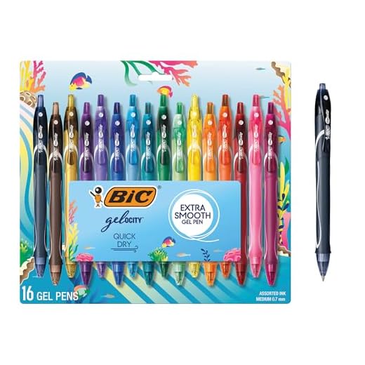 BIC Gelocity Quick Dry Ocean Themed Gel Pens, Medium Point (0.7mm), 16-Count Gel Pen Set, Colored Gel Pens for Note Taking and Journaling