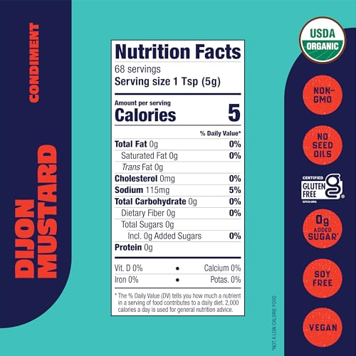 Image of Organicville Dijon Mustard - Mustard Dijon Organic, Dijion Mustard, Vegan, Paleo, USDA Organic, Non-GMO, Keto Mustard, Whole 30, Dijon Mustard Gluten Free - 12 Oz