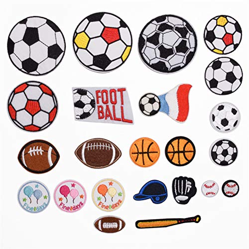 Mscftfb 23 Pieces Ball Sports Iron On Patch Applique Motif Fabric Children Football Baseball Basketball Rugby Soccer Embroidered Appliques Iron On Patches For Kids Jeans Decoration Clothing Repair #TOP17