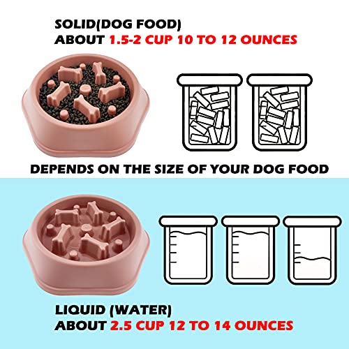 Image of Slow Pet Feeder Non Slip Bowl Durable Preventing Choking Healthy Design Bowl for Feeding Dogs & Cats (Pink, Bone)