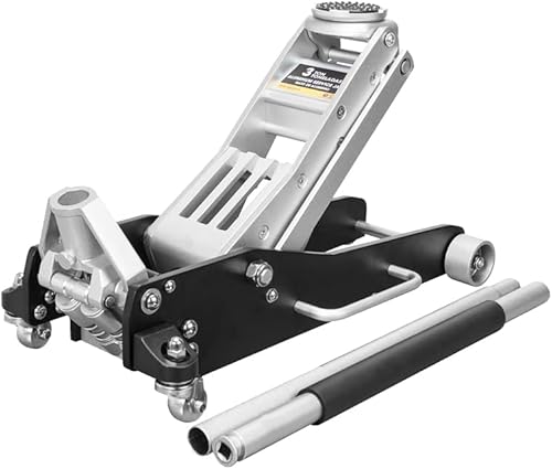 HPDMC Gato de piso de perfil bajo de 3.25 toneladas7,000 libras, rango de elevación de 3-78 pulgadas a 21-18 pulgadas, gato de servicio de aluminio