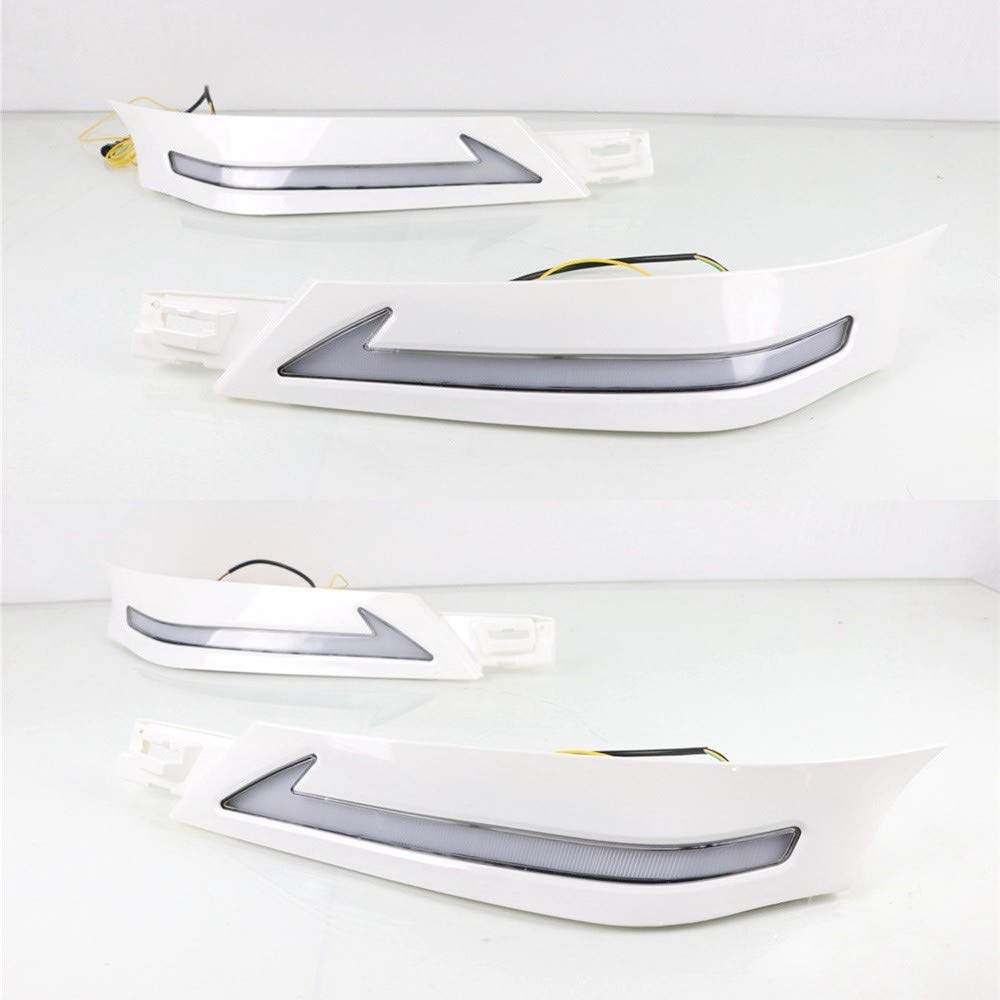 July King LED Daytime Running Light for Toyota Vellfire 2016-2019, 6000K LED Front Bumper DRL With White Cover + Streamer Yellow Turn Signals Light