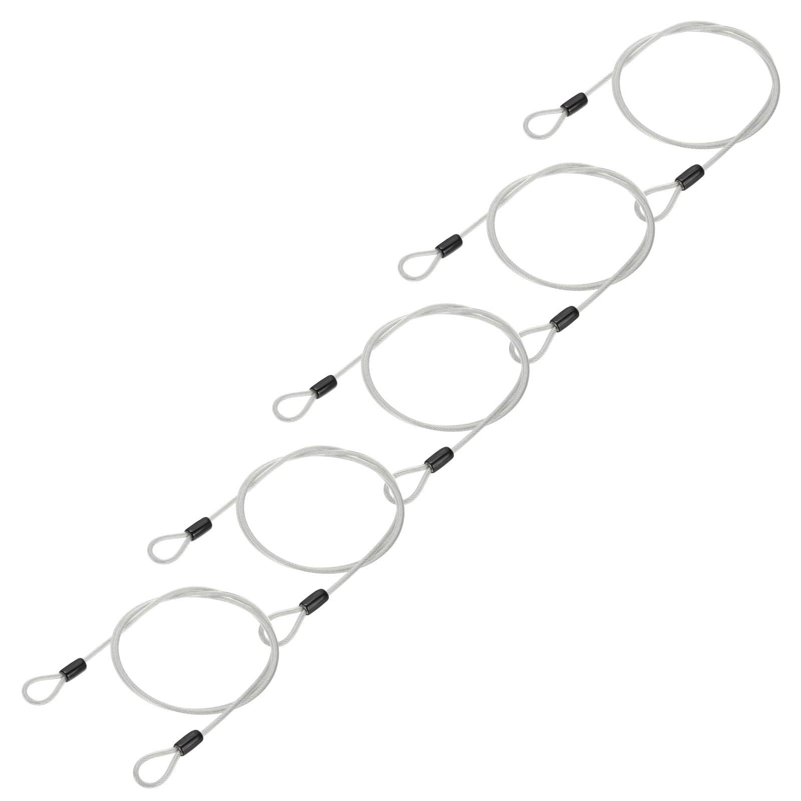 PATIKIL 5/32" Dia Vinyl Coated Stainless Steel Cable with Loops