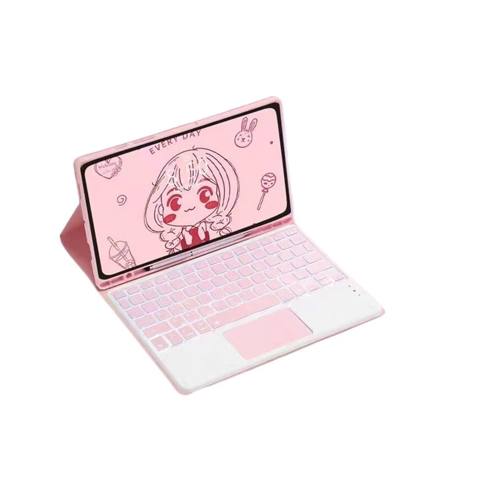Teclado para iPad Pro 11 rosa con panel táctil para estudiar en cafeterías cómodamente 7