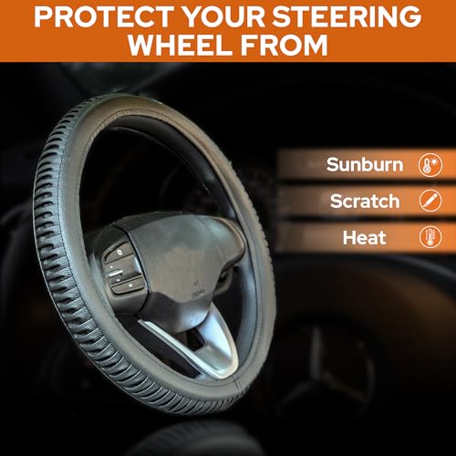 Image of CONTINENTAL [DuraGrip] O Type Medium Size Steering Wheel Cover Build with Premium Vegan Leather Anti Slip Steering Cover.