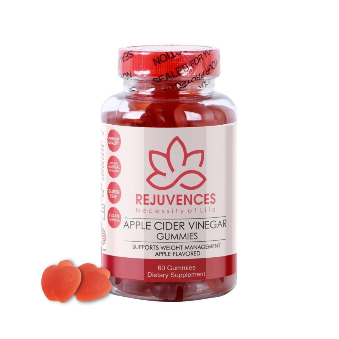 Rejuvences Apple Cider Vinegar Gummies – Vegan Formula with Pomegranate & Beetroot – Supports Digestion, Bloating & Immune System – 60 Gummies, GMP Certified, Made in FDA-Registered Facility.