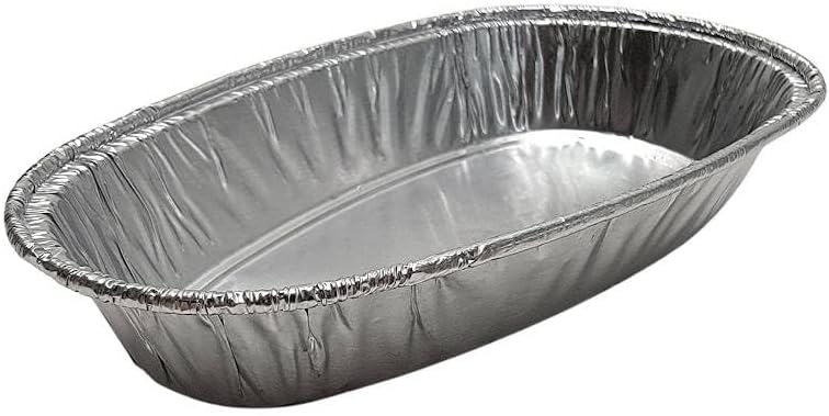 KitchenDance Disposable Aluminum Potato Shell Pan - 2.7 Ounces Oval Aluminum Foil Pans for Twice Baked Potatoes, Mashed Potato Boats, Baking Pans Perfect for Easy and Elegant Serving, 8100, 100 Count