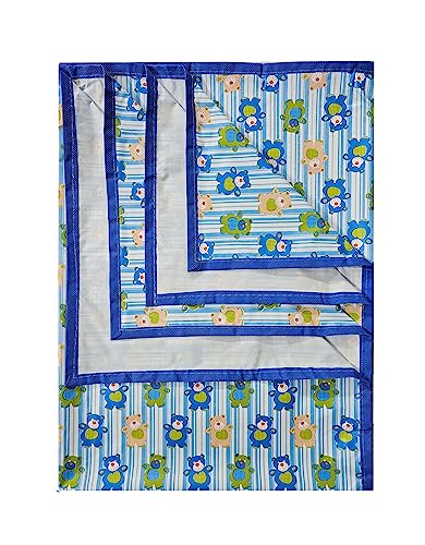 Image of Pookie Plastic Sheet,PVC Sheet for Kids,Rubber Sheet for Babies,Bed Wetting Protector(90 x 135 cm) (Blue Tedy)