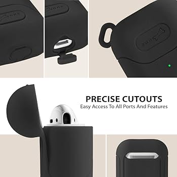 AirPods シリコンカバー ブラック 水洗い可能 リング付き