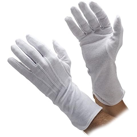 Beaded Cotton Gloves Extra Long in Black, White or Tan (Skin) Color (Small, White) Cover