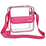 BAGAIL Clear Crossbody Bag Stadium NFL &PGA Approved 3 Sizes Cross-Body Shoulder Messenger Bag with Adjustable Strap (Fuchsia, Small:8x8x3 inch)