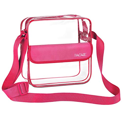 BAGAIL Clear Crossbody Bag Stadium Approved 3 Sizes Cross-Body Shoulder Messenger Bag with Adjustable Strap (Fuchsia, Small:8x8x3 inch)