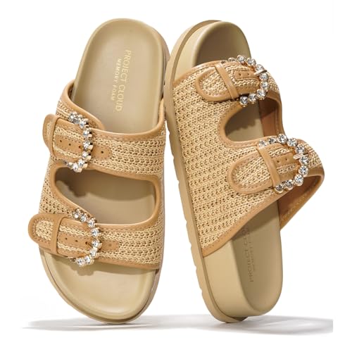 Project Cloud Platform Summer Sandals for Women 2025 - Comfortable and Adjustable Straps Summer Slides with Memory Foam Insole - Non-Slip Casual Womens Sandals
