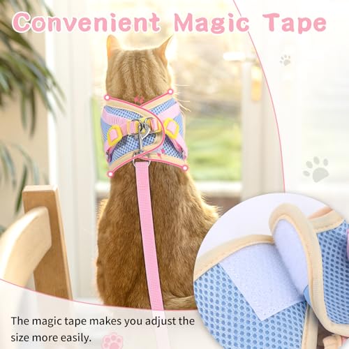 Cat Harness and Leash Set, Escape Proof Soft Vest Walk Pink XS | Adjustable, Easy Wear, Breathable Comfy Mesh, Reflective Strips, Sturdy Clip Buckle Flower Harness for Cats Kitty Puppy Bunny - Image 7