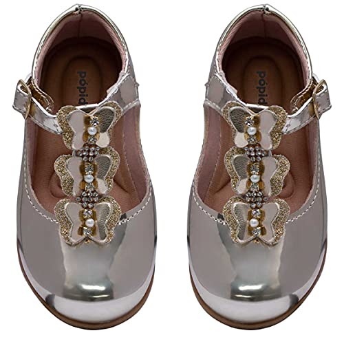 Sapatilha Salomé Infantil Menina Borboletas 02.16 (Dourado, 21)