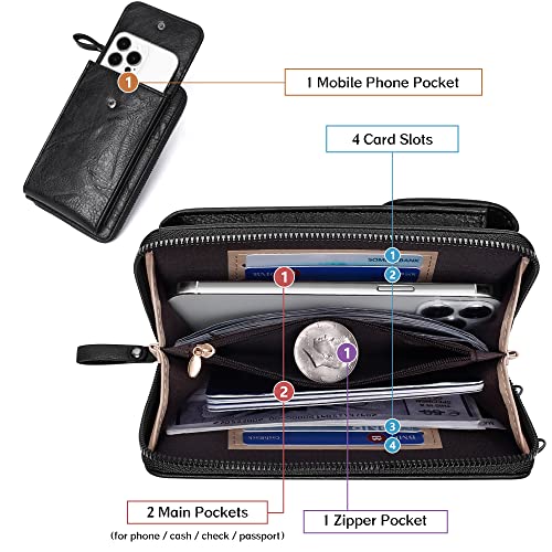 KUKOO Small Crossbody Bags for Women PU Leather Cell Phone Purse Wallet with Credit Card Slots4