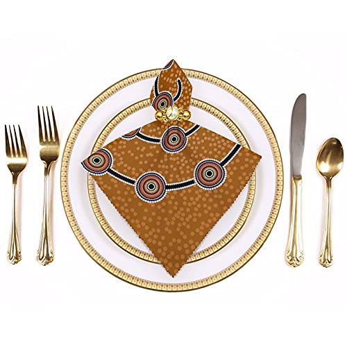 Aboriginal Art Fish Print Dinner Tablecloth Napkins Funny Napkin Cloth Set Washable Everyday Use #TOP2