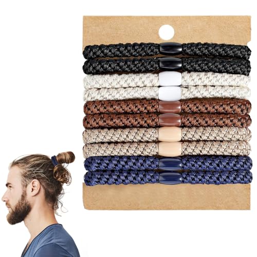 Hair Ties for Men, 10Pcs Mens Bracelet Braided Hair Ties, No Crease No...