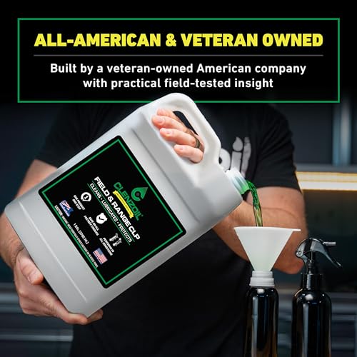 Image of Clenzoil Field & Range Gun Oil CLP - 1 Gallon Plastic Jug with 2 Spray Bottles & Funnel | Firearm Cleaning & Maintenance Oil | 3-in-1 Cleaner, Lubricant & Conditioning Formula for All Firearms