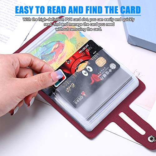 RFID Business Card Organizer,Credit Card Holder Case Keeper Organizer Business,Single Side Soft PU Leather with RFID Protection 26 Card Slots Card Holder Case for Men & Women Slim Minimalist (Red)3